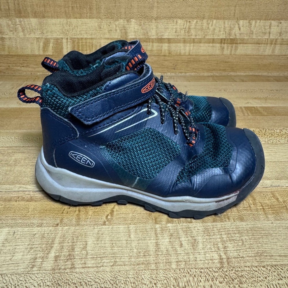 Keen Redwood Mid Waterproof Hiking Boots Navy Blue Teal Kids Size 11 1028016